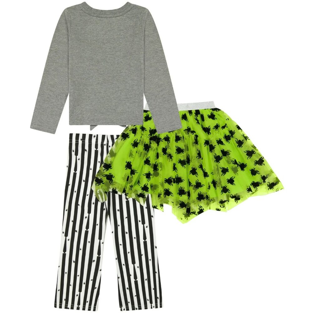 NWT Beetlejuice Toddler Girls Outfit Set – 3-Piece Tee, Tulle Skirt & Leggings